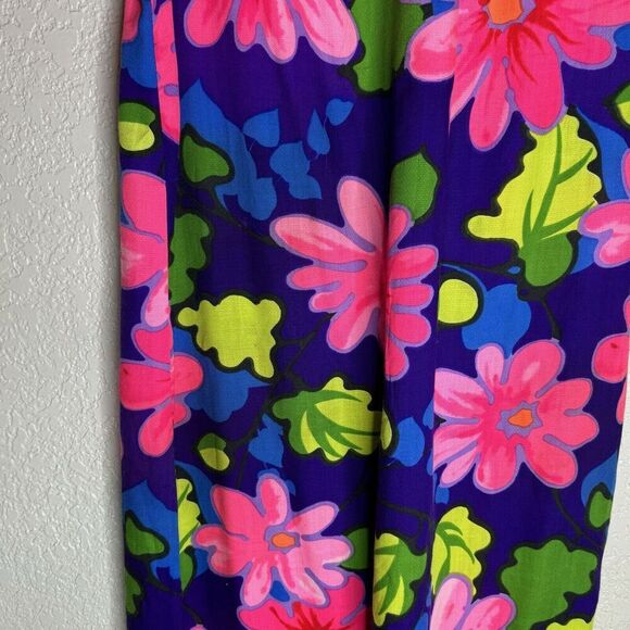 Authentic Vintage Hawaiian Dress 60’s 70’s Psychedelic Maxi Tropical Barkcloth M - Picture 5 of 12